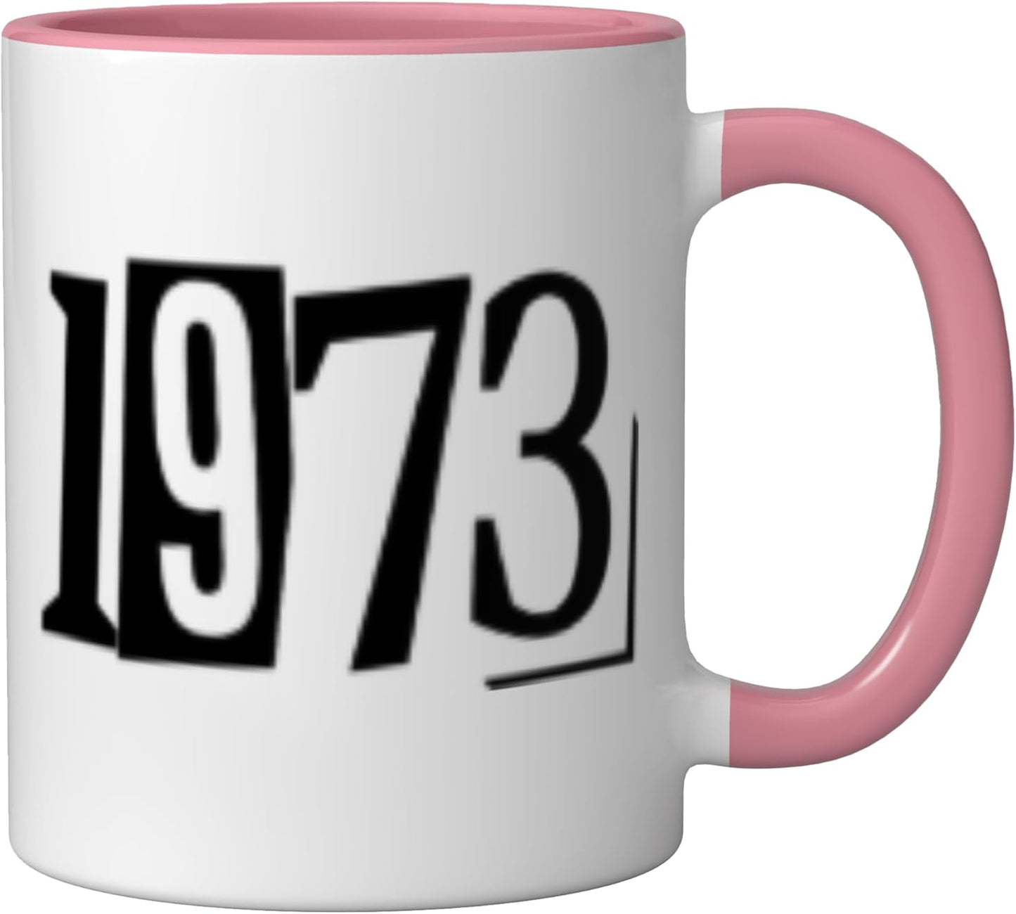 Taza Cerámica Año 1973 Rosa/Blanco