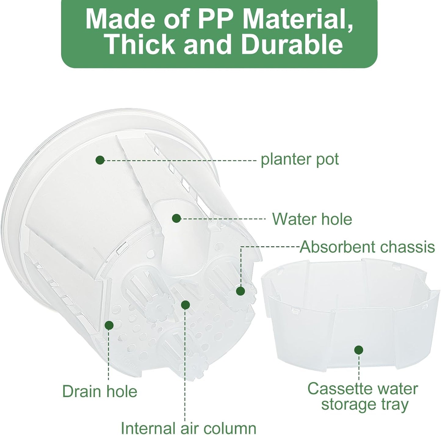 Macetas 6pulg set 5 riego automático drenaje bandeja