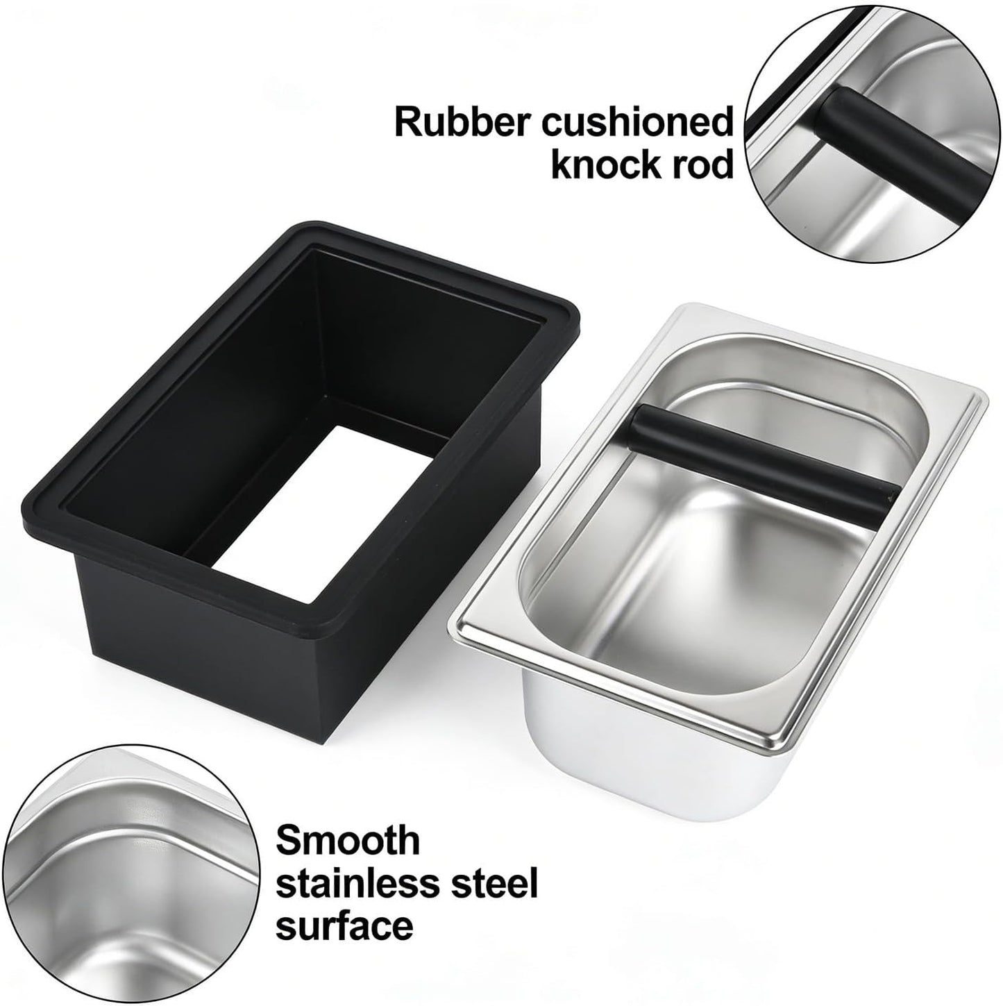 Caja acero inox para Espresso Knock y café italiano
