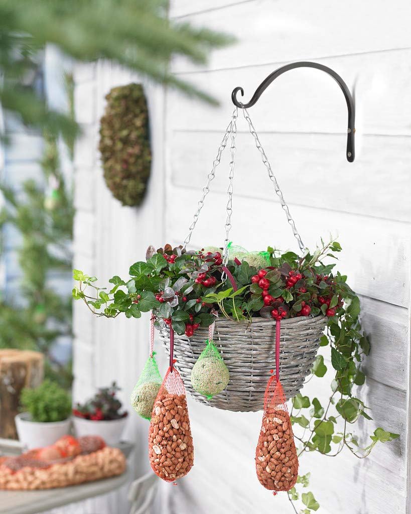 Ganchos pared 8pulg para plantas y exteriores 4uds negro