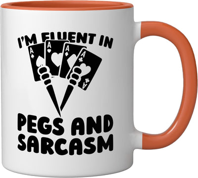 Taza cerámica de juegos de cartas Cribbage con pegs orange/white