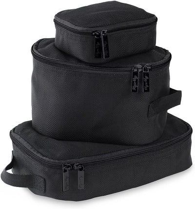 Set 3 Cubos Viaje con Malla Cremalleras Asa Tela Negro