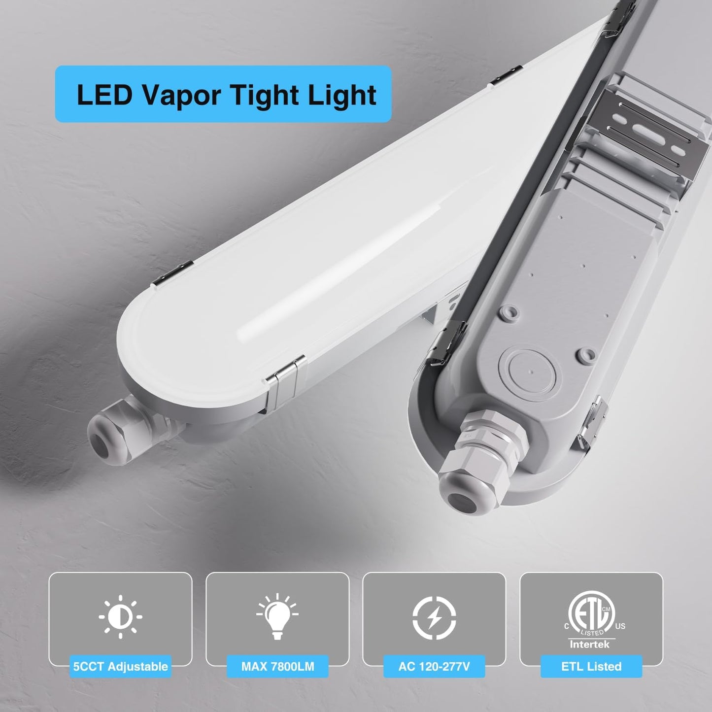Lámpara LED hermética 4ft 7800lm 5CCT IP65 ETL