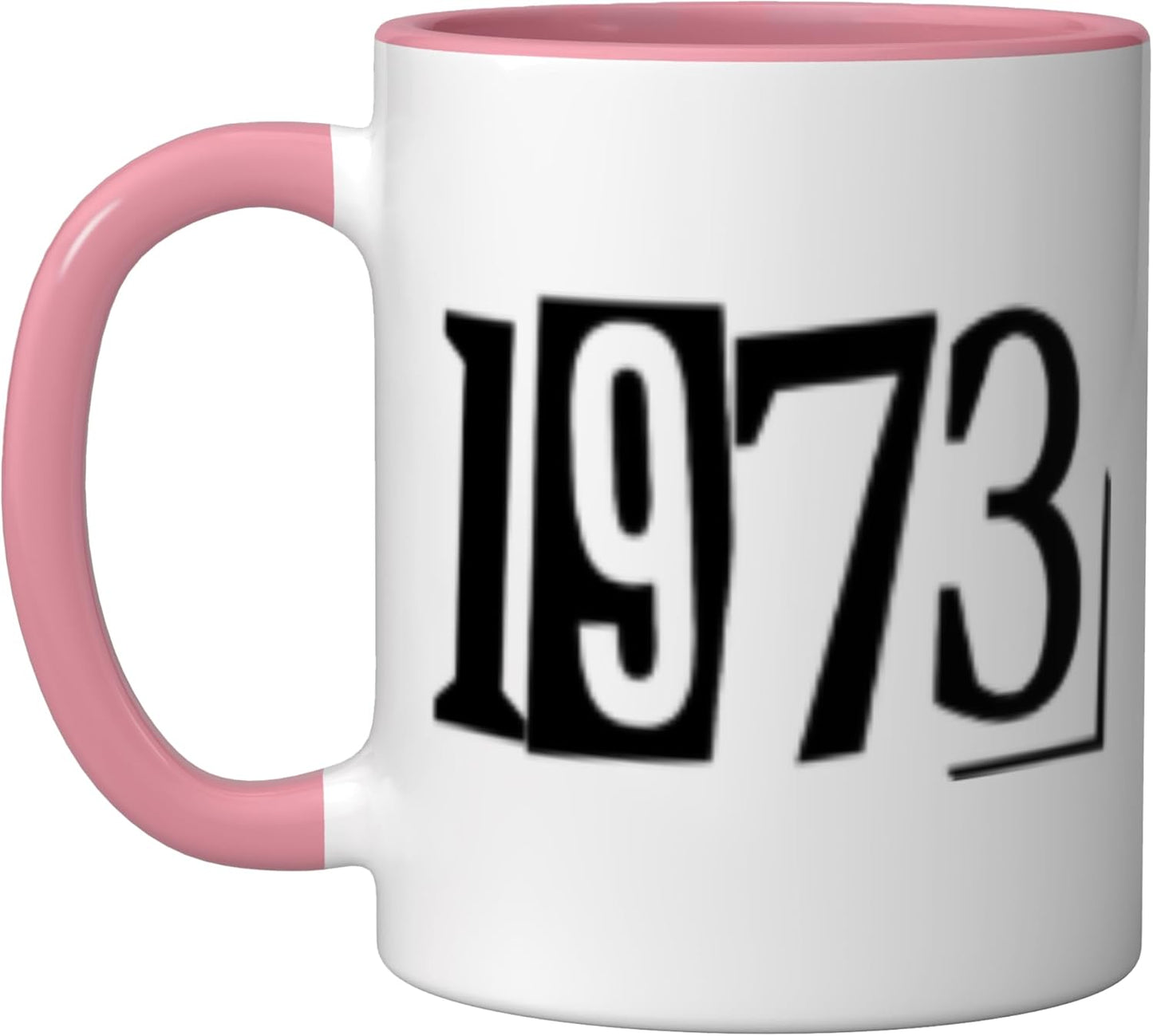 Taza Cerámica Año 1973 Rosa/Blanco