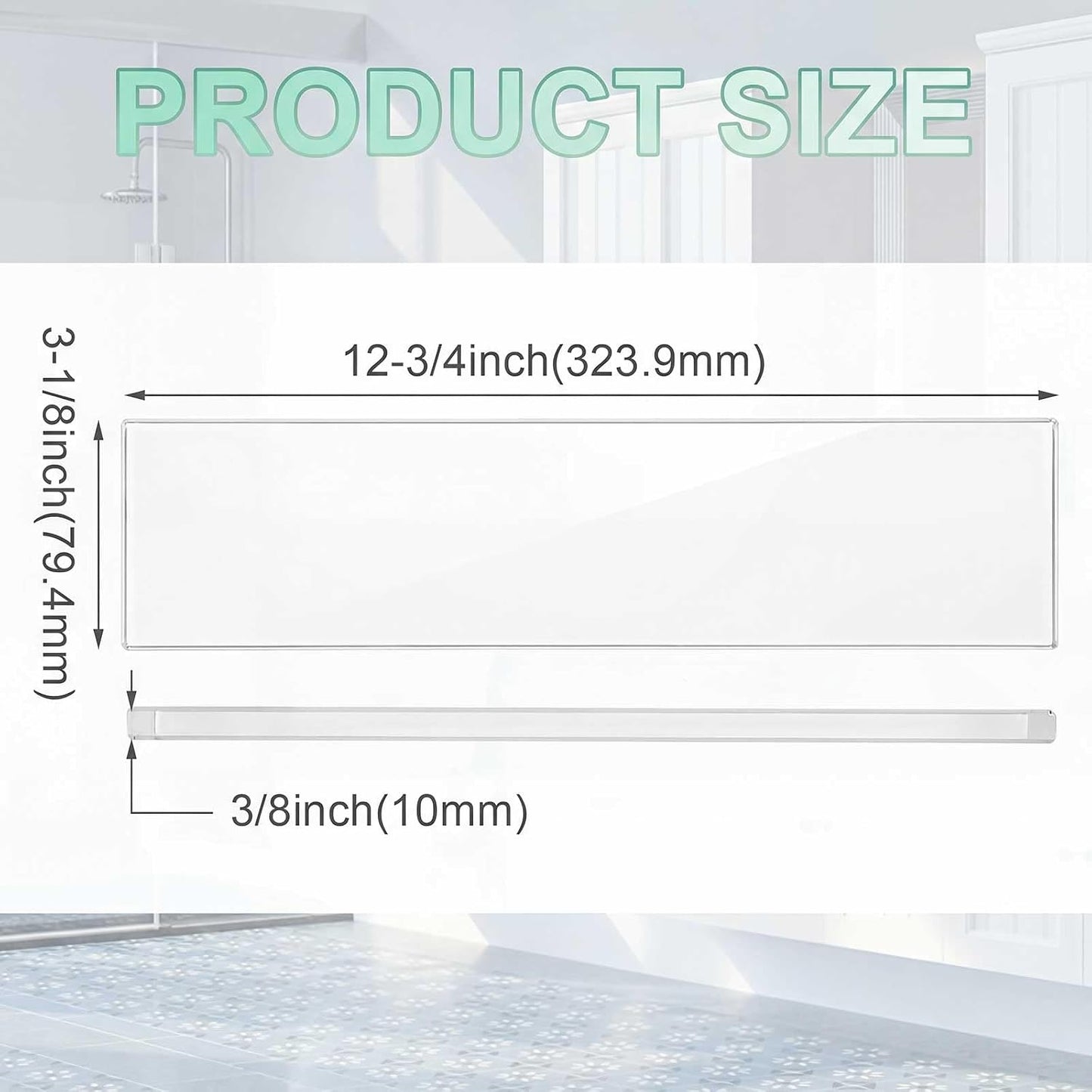 2 Estantes Vidrio Ducha 3-1/8x12-3/4pulg Soporte Ultra Transparente