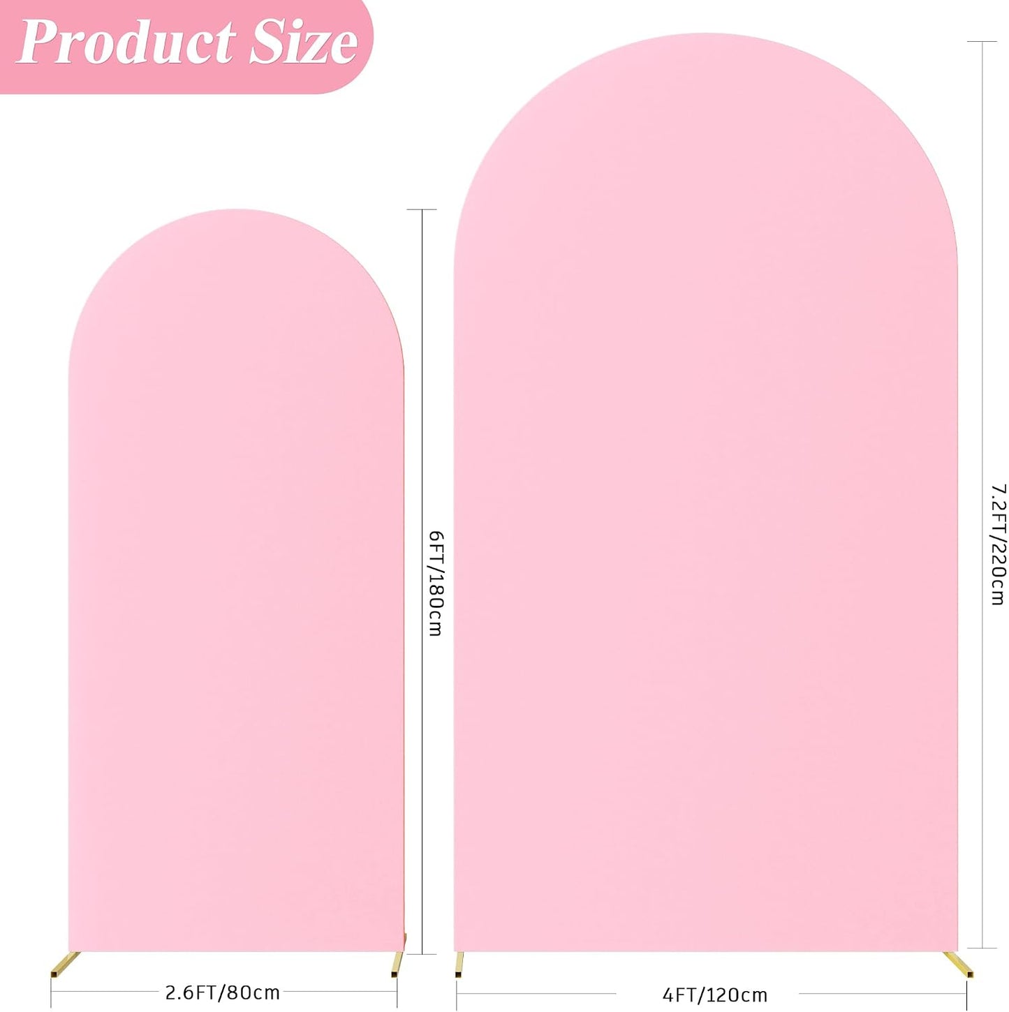 Cubierta arco boda 7.2ft set 2 spandex rosa redonda decoración