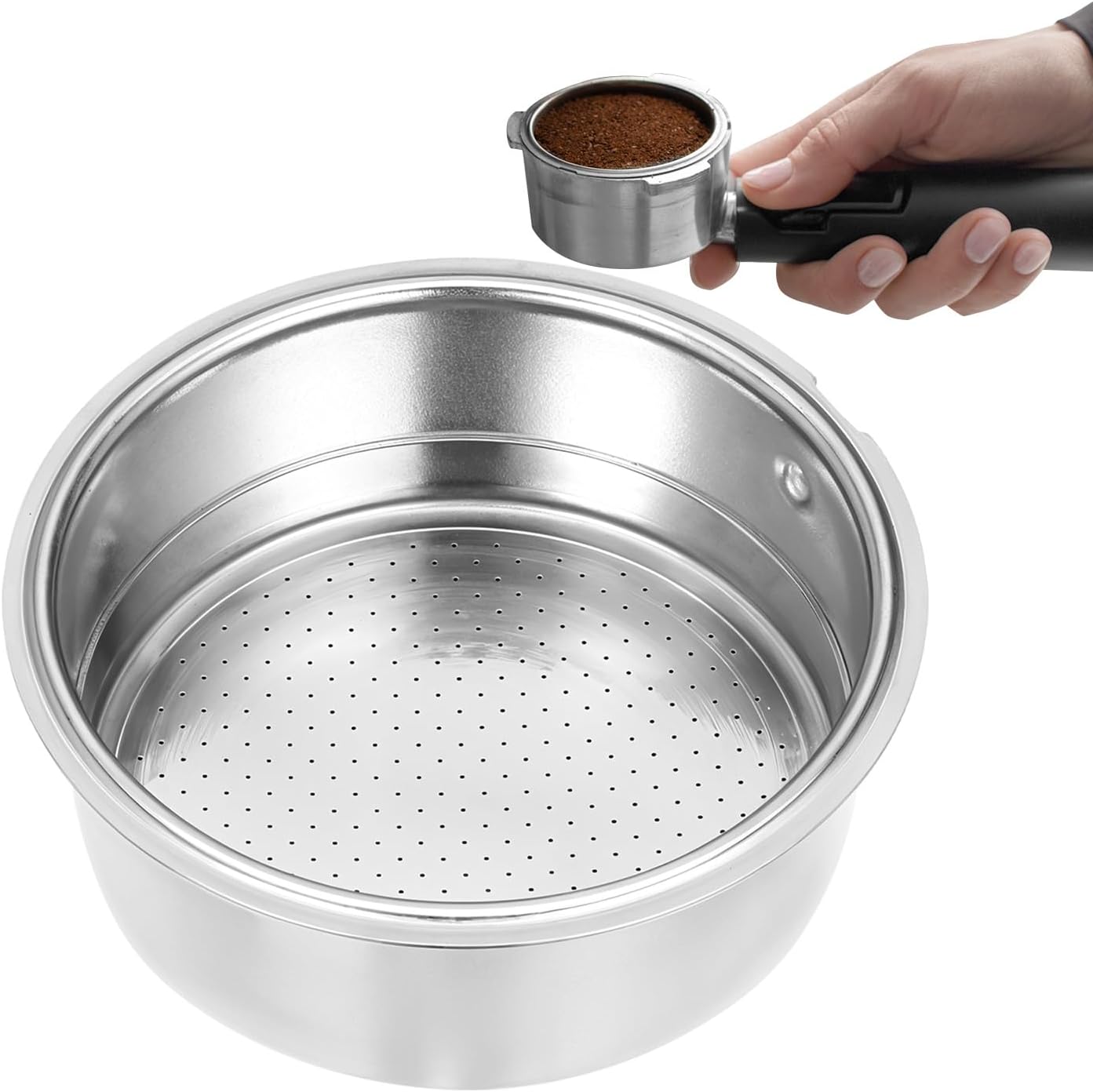 Cesta portafiltro de acero inoxidable doble capa para máquina de café