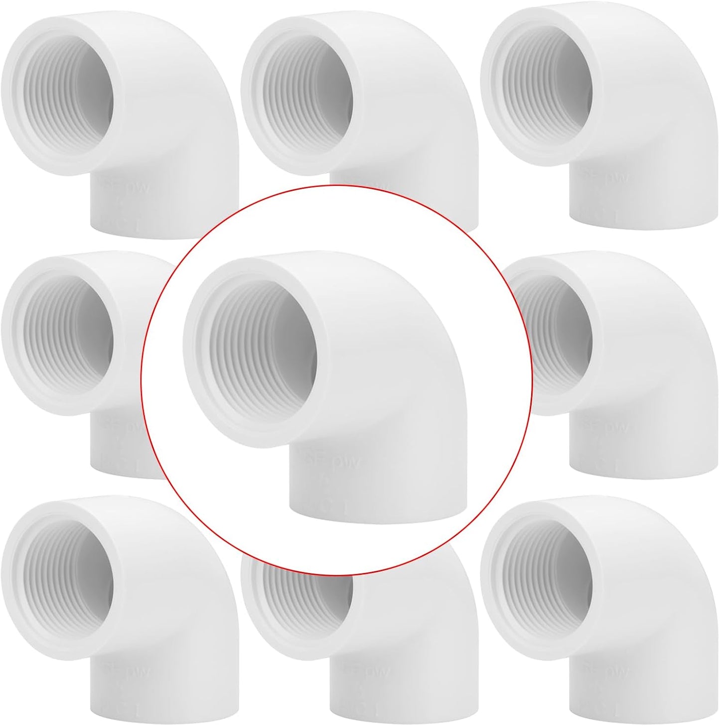10 Conectores SCH40 1pulg Codo Hembra PVC Riego