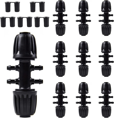 10 Pzas Tubo Riego 1/2 a 1/4 pulg Anti-caída Conector Hembra PE