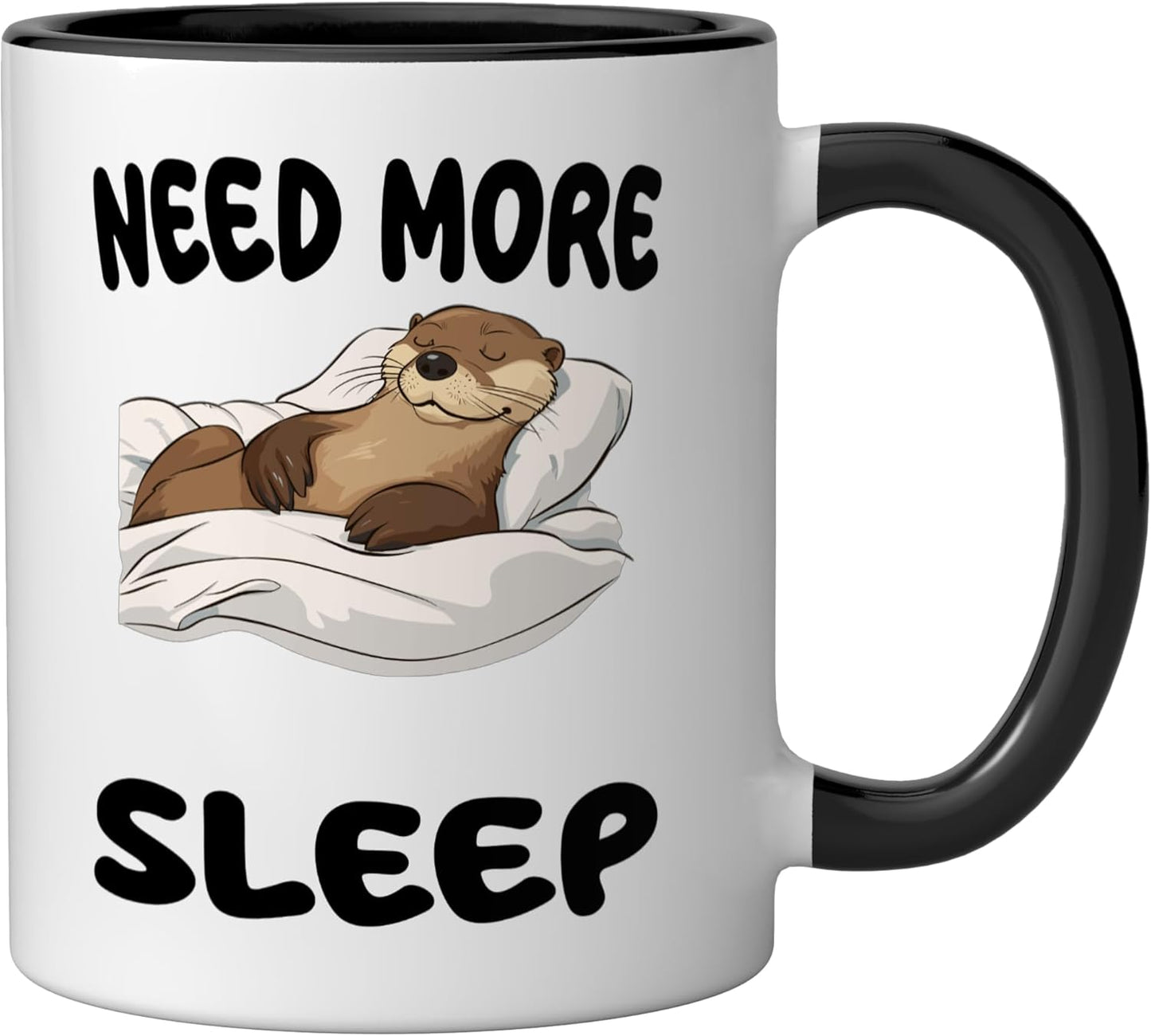 Mug cerámica de ardilla dormir pijama noche negro/blanco
