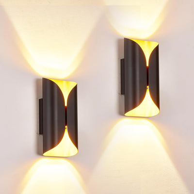 2 Apliques LED Aluminio Negro Dorado IP65 12W
