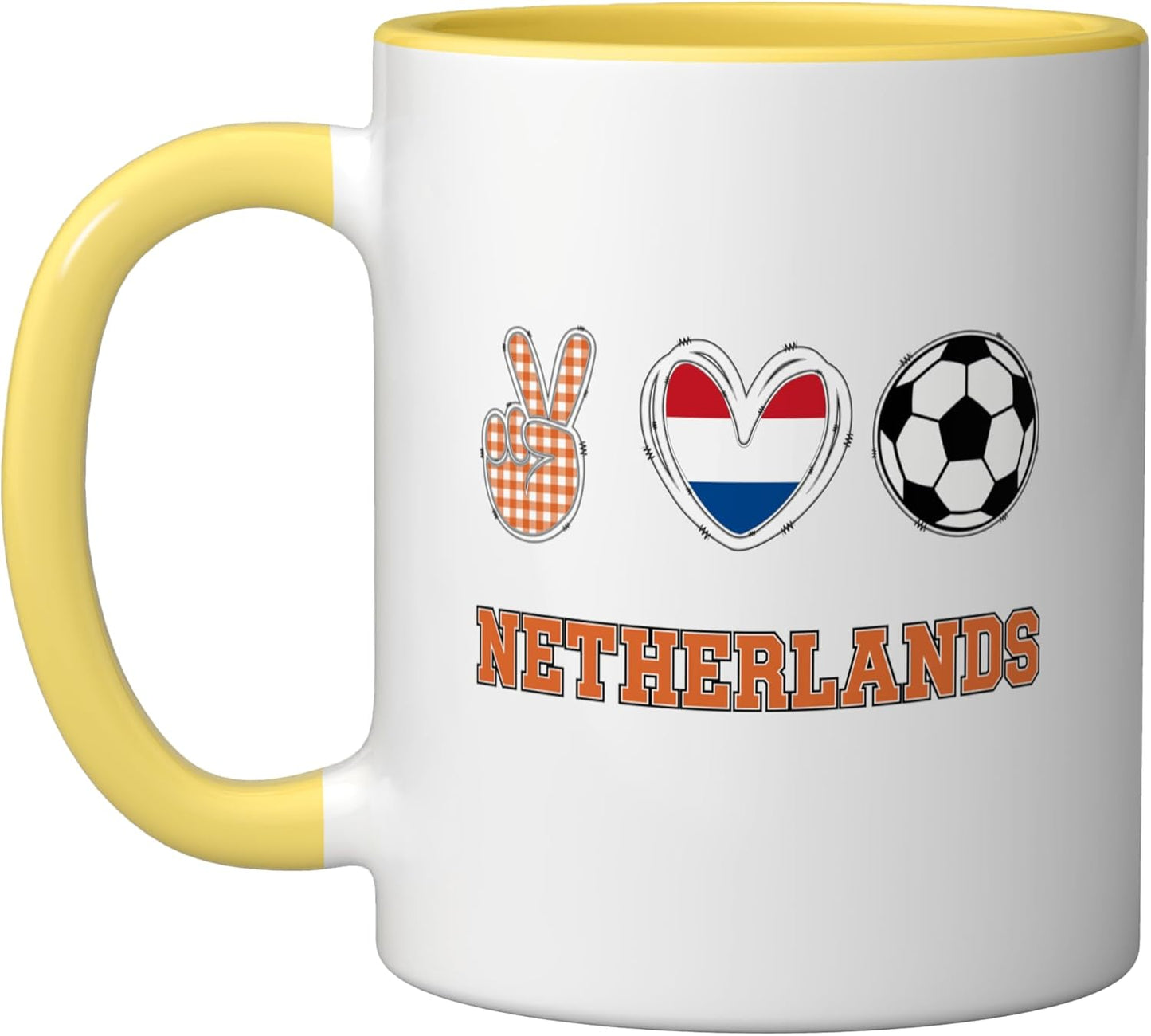 Taza Cerámica Estilo Holanda Estampado Amarillo/Blanco