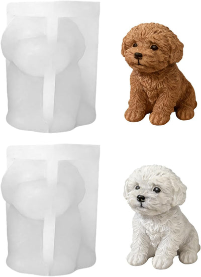 Molde de silicona para perros de peluche, fondant y resina reutilizable