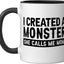 Taza cerámica divertida para Madre's Day con dibujo de madre y monstruo