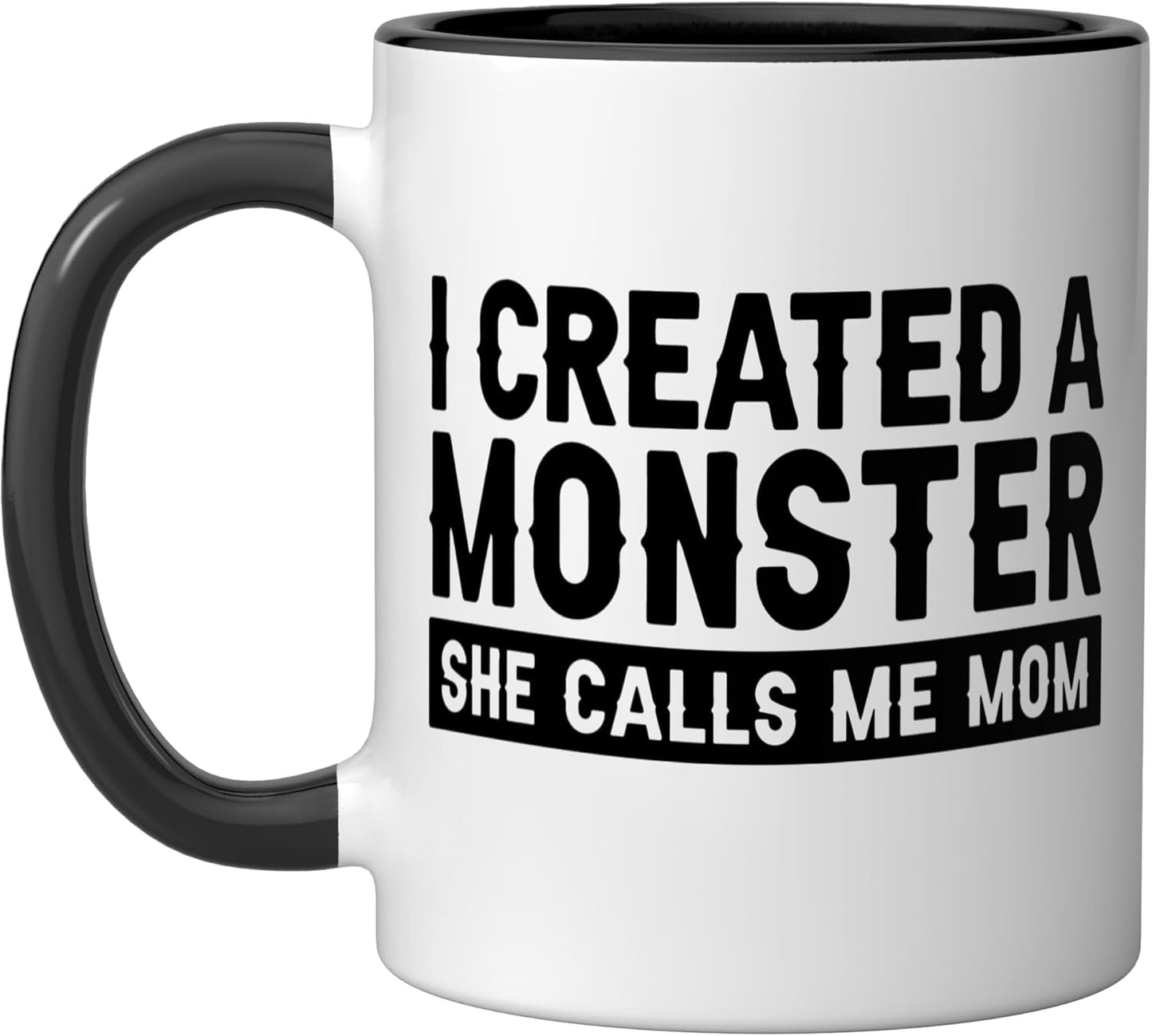 Taza cerámica divertida para Madre's Day con dibujo de madre y monstruo