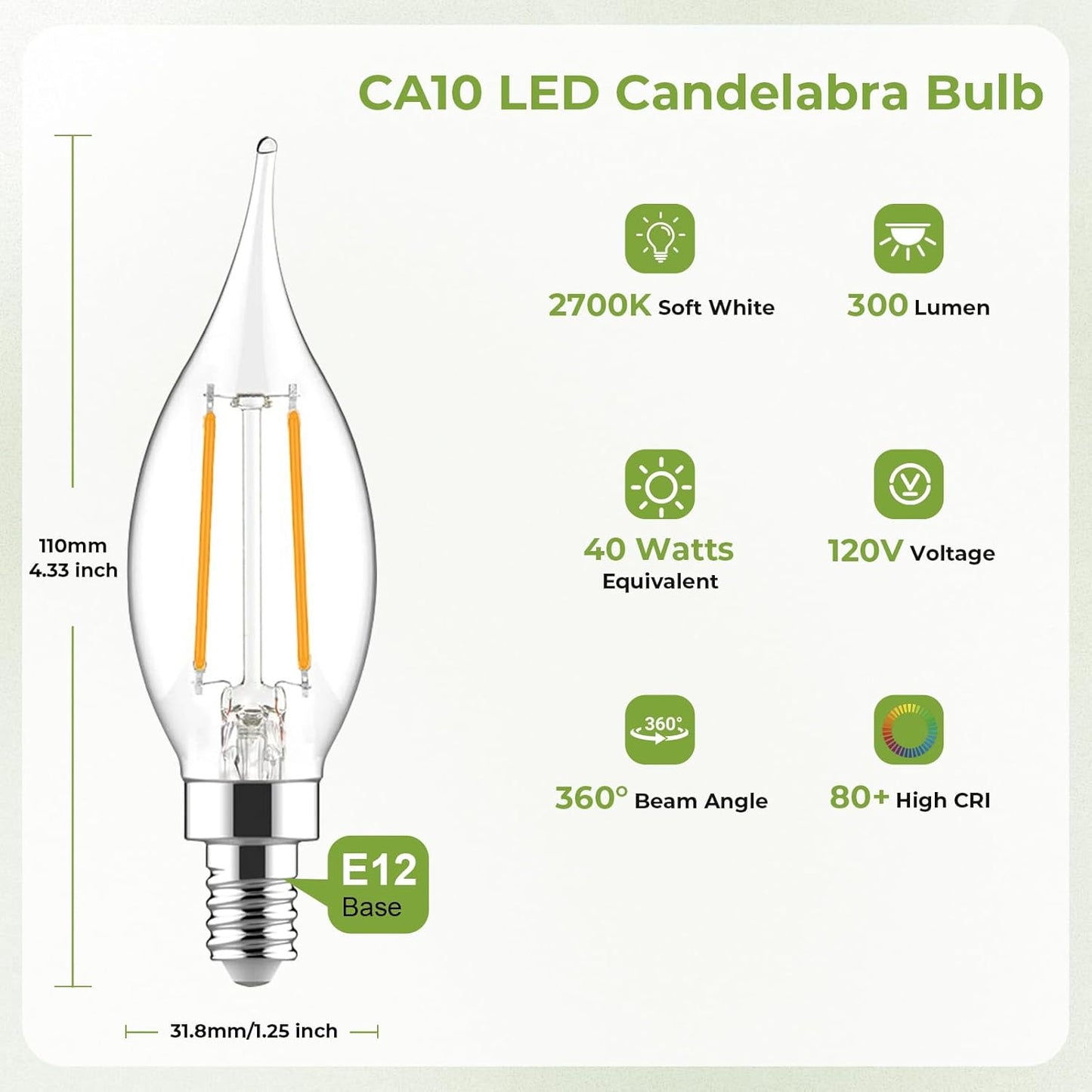 Bombilla E12 LED regulable 2700K blanco suave forma vela pack 6