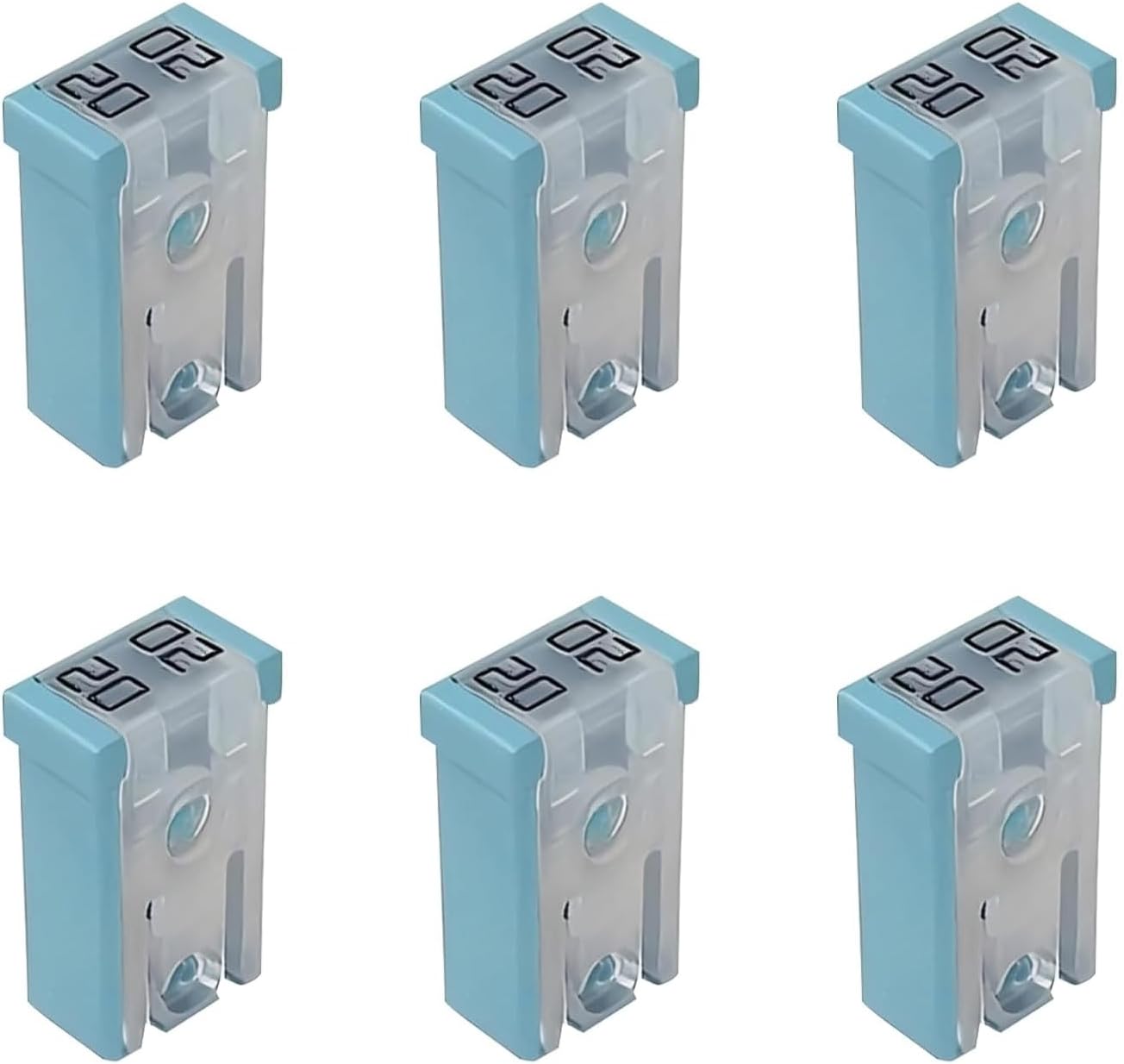 Set 6 fusibles auto 20A 32V perfil bajo ranurado