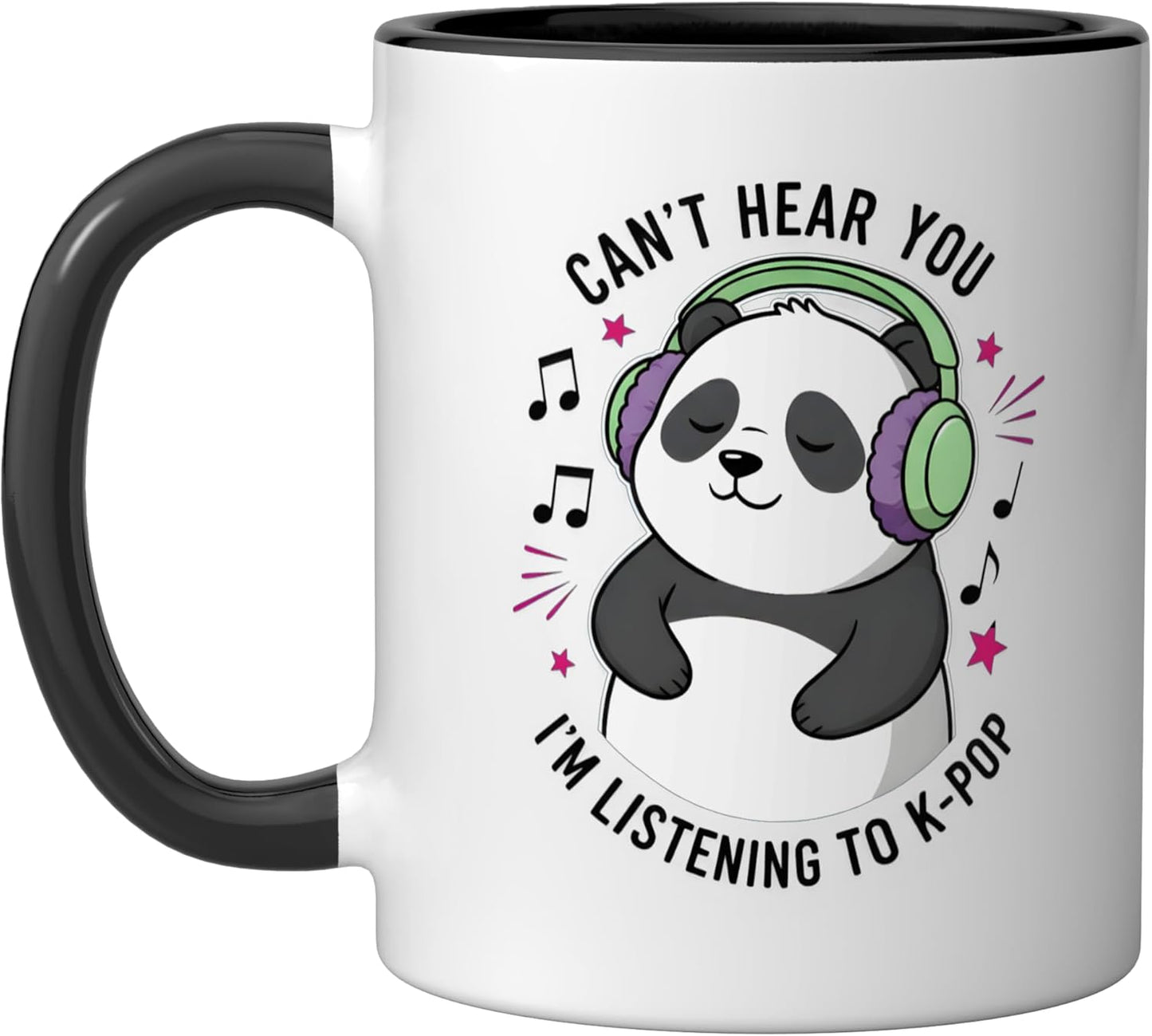 Taza Cerámica K-Pop Panda Bear Negro/Blanco
