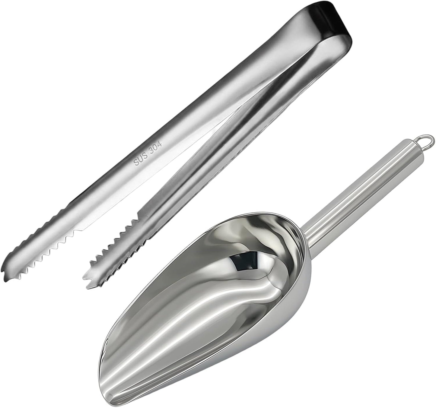 Juego 2 Pzas Pinzas y Cucharas Acero Inox para Hielo