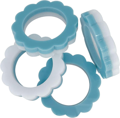 Anillo para servilletas teal y blanco de acrílico set de 4