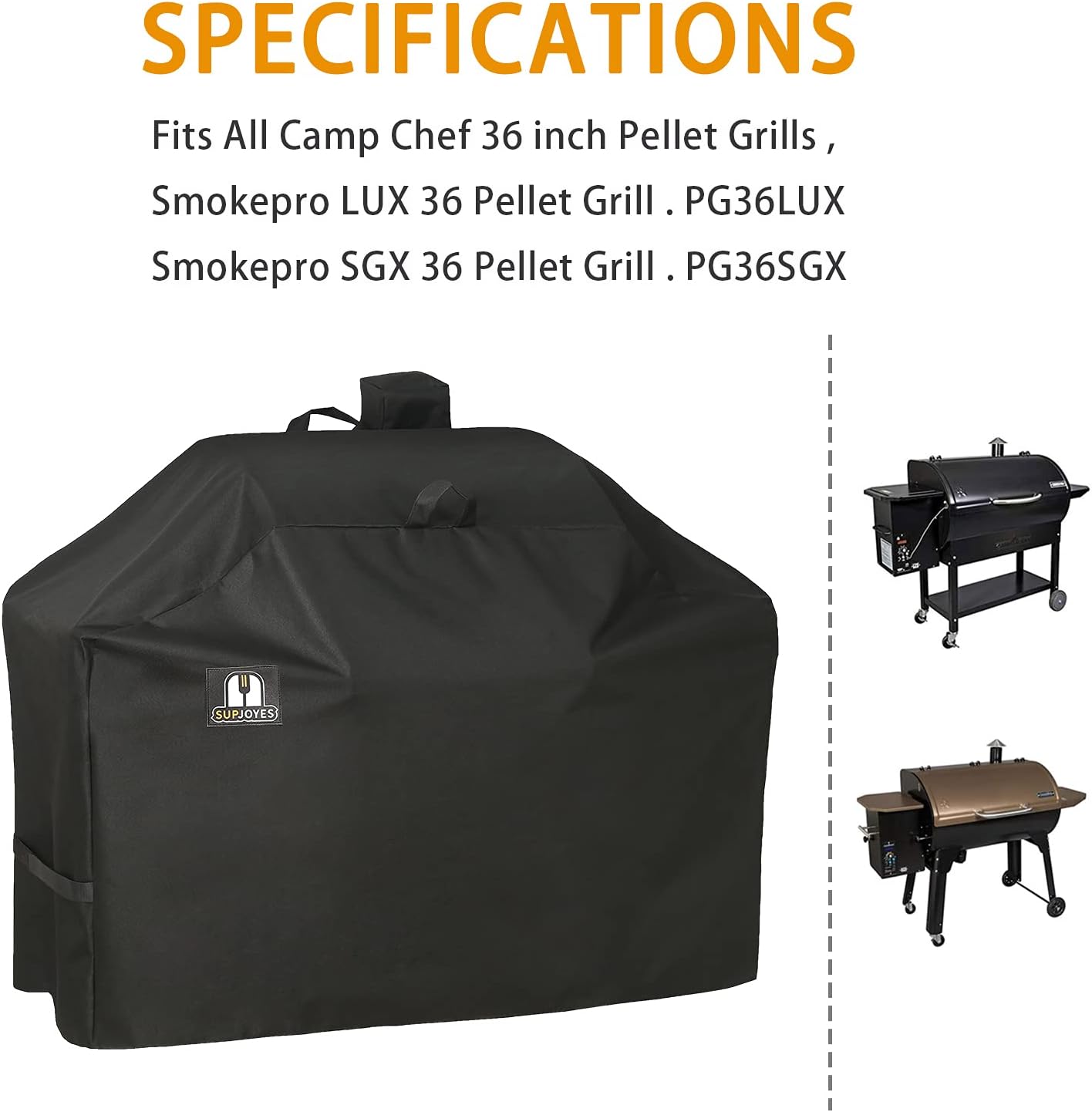 Funda parrilla pellets 36pulg resistente chef campamento