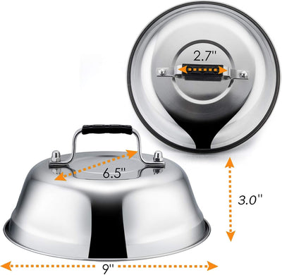 4 Cúpulas Acero Inox 9pulg para Teppanyaki y Parrilla