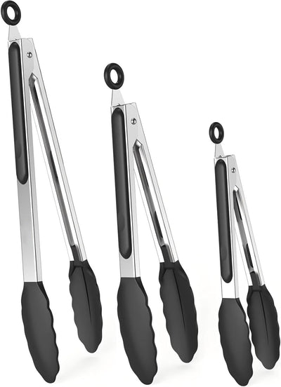 Pinzas acero inox silicona 3-7-9-12pulg cocinar barbacoa