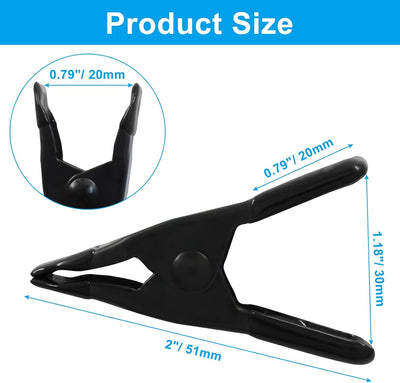 20 Pzas Pinzas de Resorte 2pulg Usos Multiples Negro