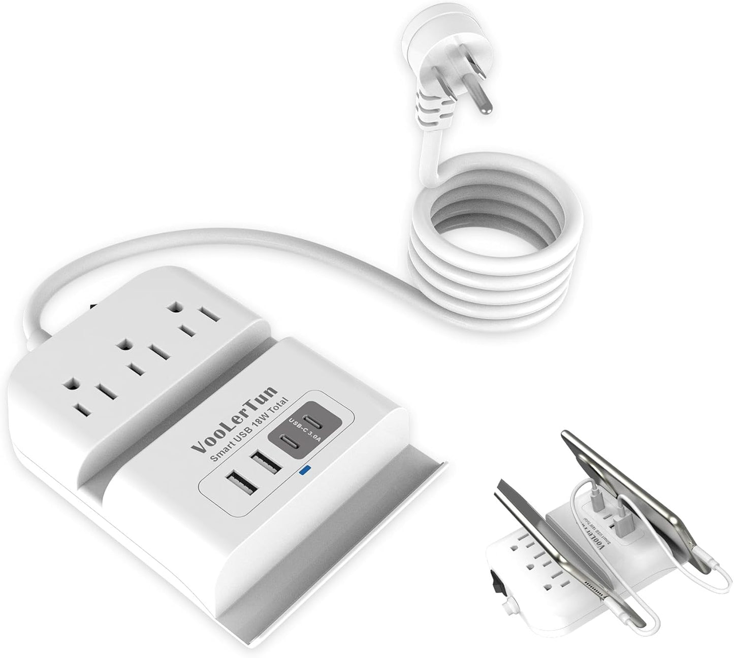 Extensor corriente con USB y proteccion sobretensiones 6pies