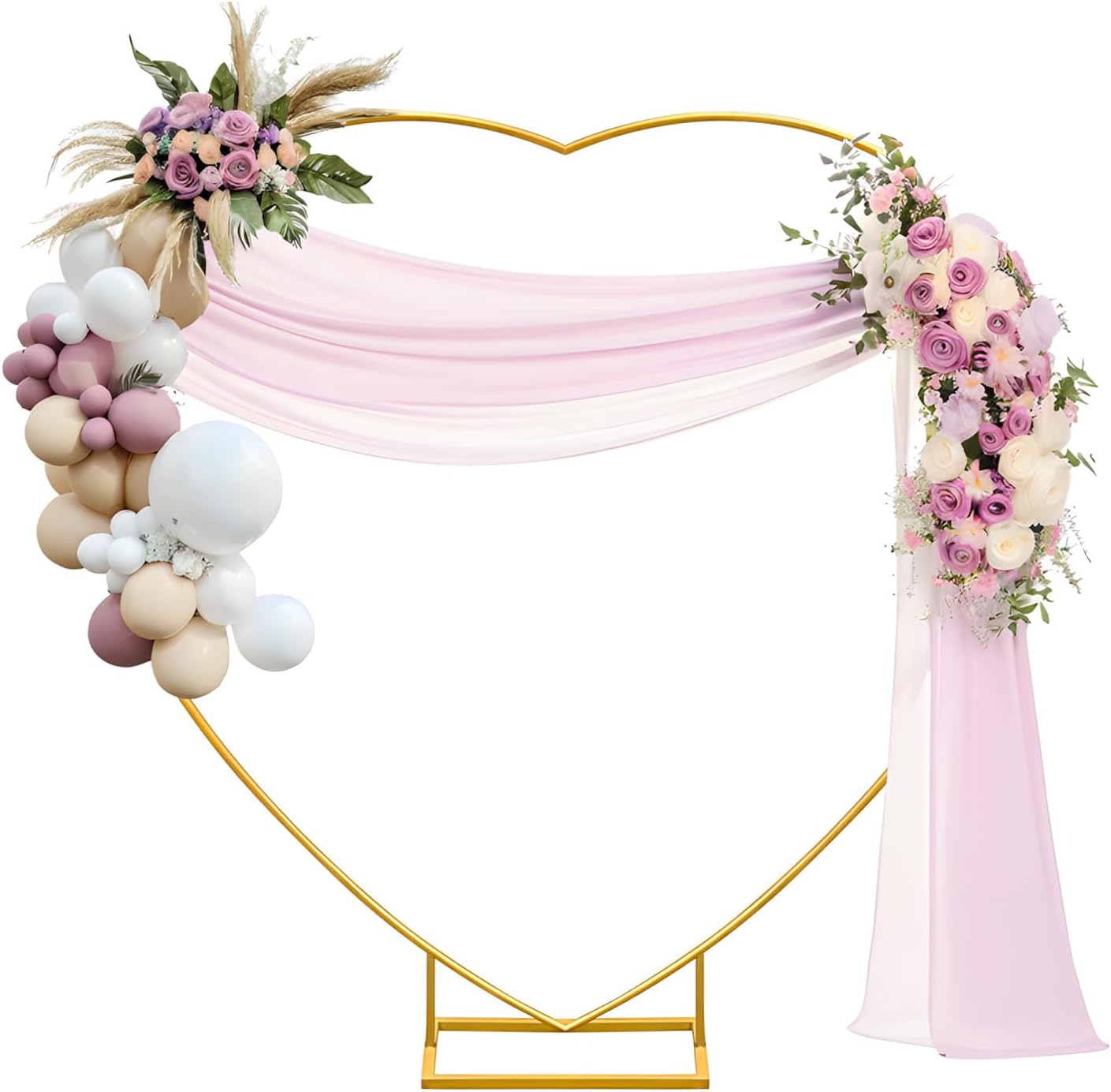 Arco metal corazón respaldo dorado para globos bodas 2.2M