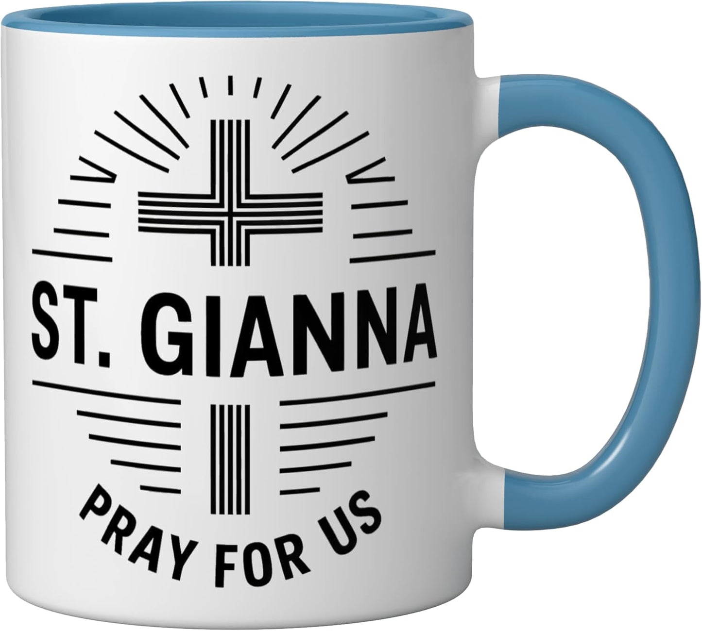 Taza Cerámica Cruz Católica St. Gianna Azul/Blanco
