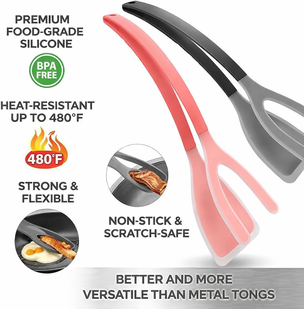 Set de 2 tenazas de silicona para cocina resistente al calor