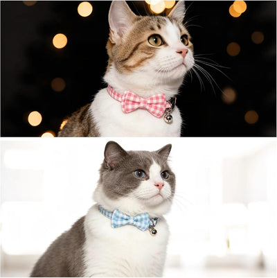 Collar gato pajarita ajustable seguros 7-11pulg rosa