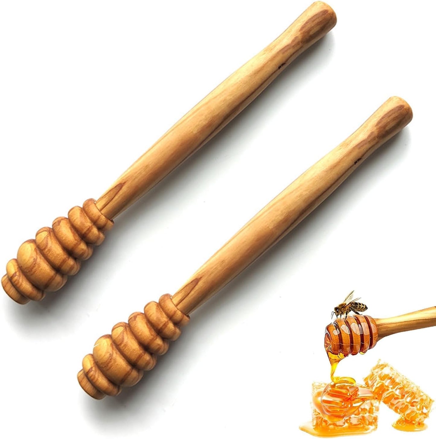 Paquete de 2 recipientes de miel de madera de olivo resistente