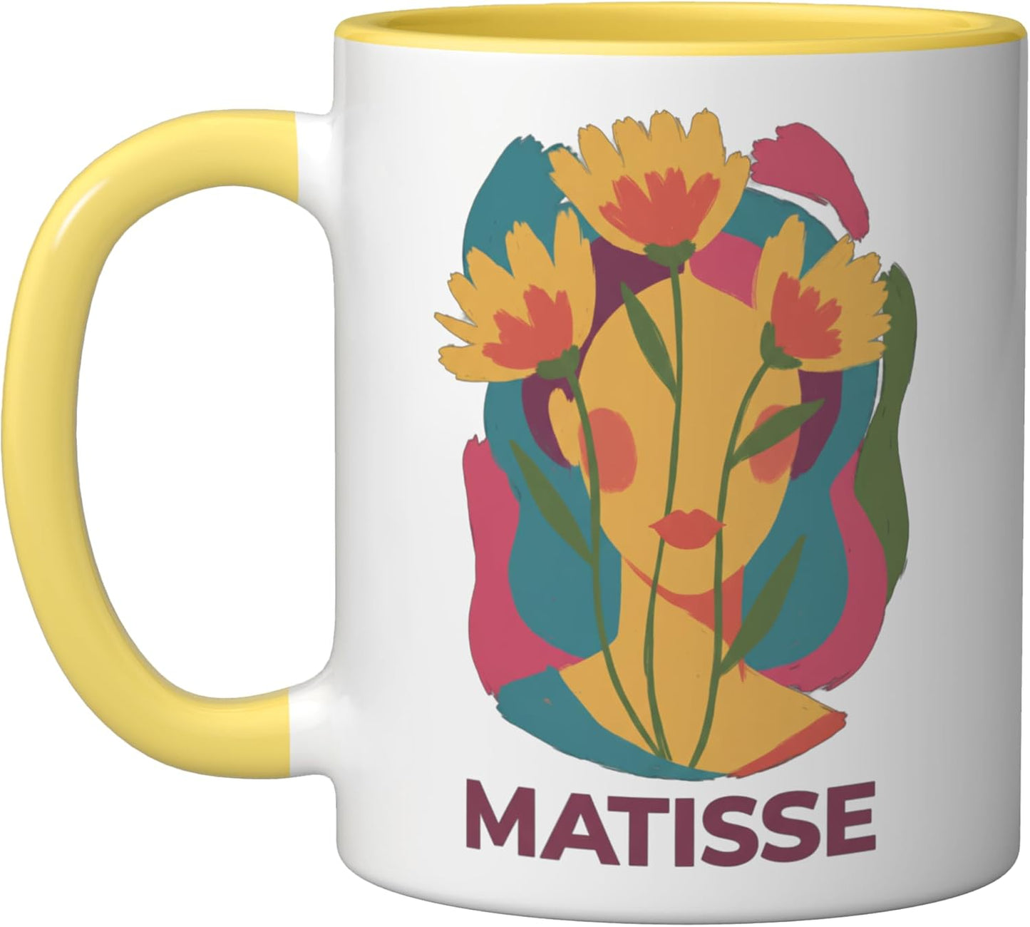 Taza Cerámica Estampado Floral Matisse Amarillo/Blanco