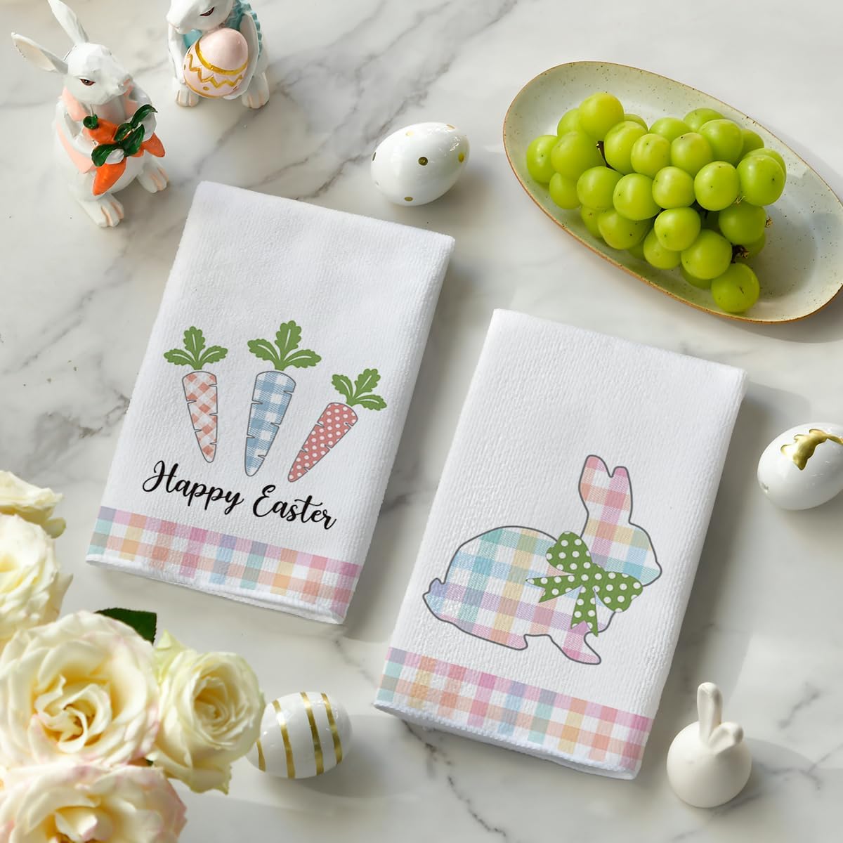 Paños de cocina con diseño de conejo y zanahoria 18 x 26 pulgadas