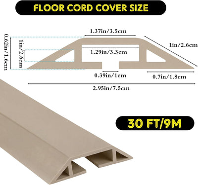 Cubierta cable suelo protector resistente beige 30pies