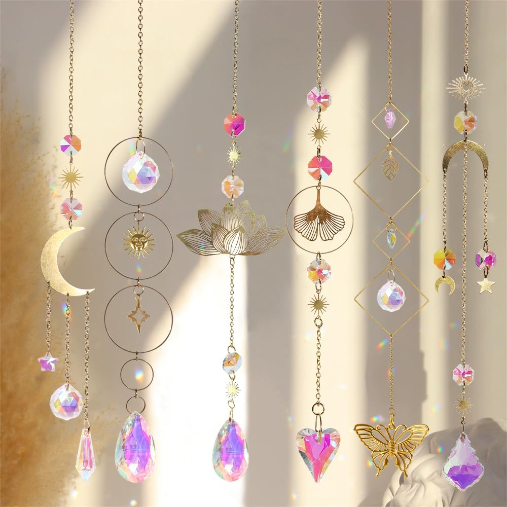 6 Atrapasoles Cristal Colgantes Decoración Hogar