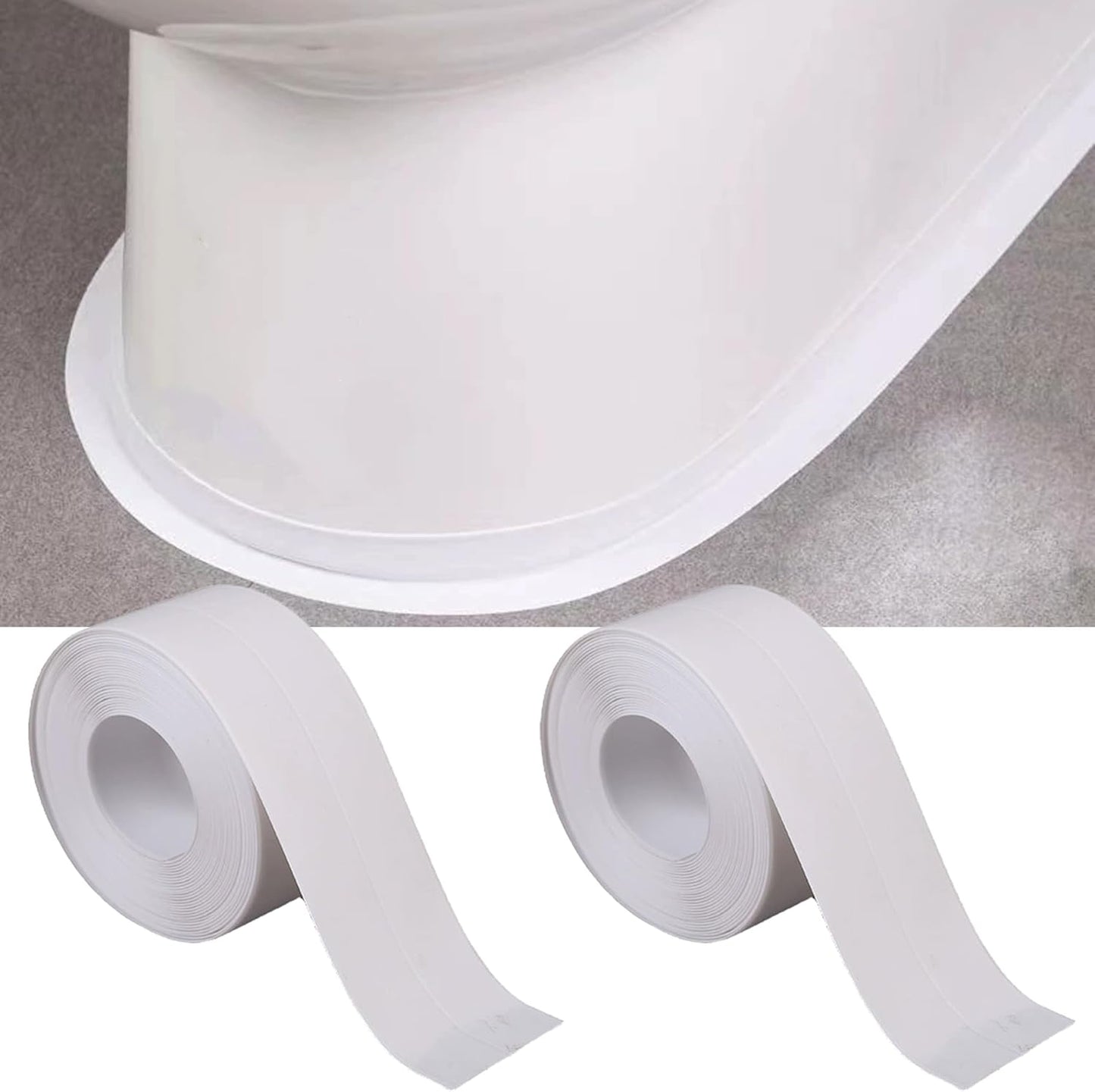 2 Rollos Cinta Calafateo Impermeable Autoadhesiva para Baño Blanco