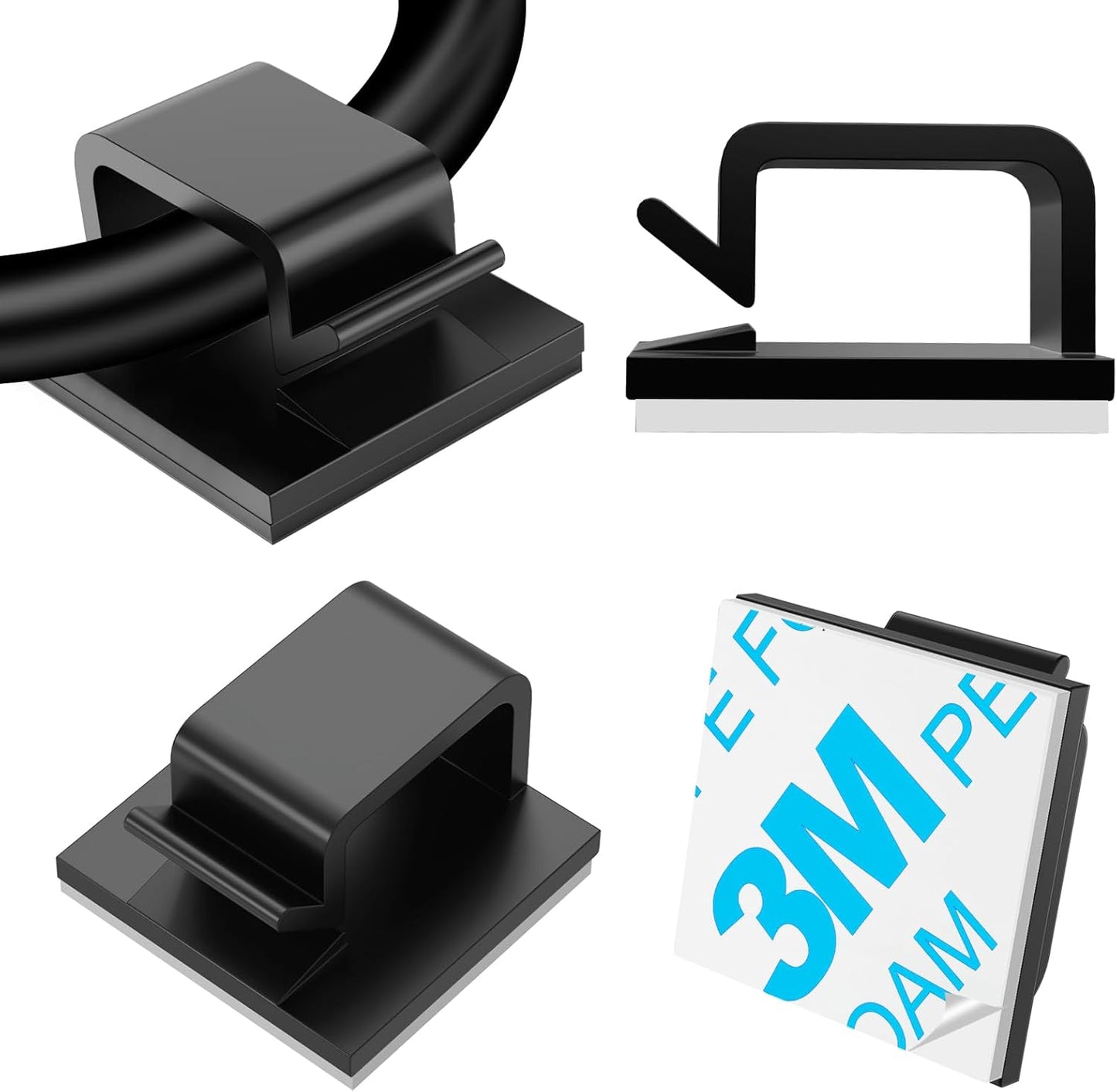 120 Clips Cable Pequeños Negros