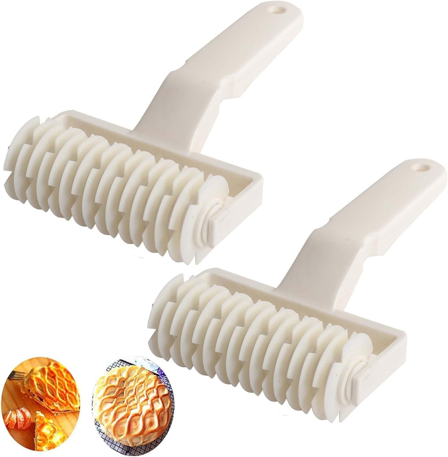 Paquete de 2 rodillos de pastelería plásticos blancos