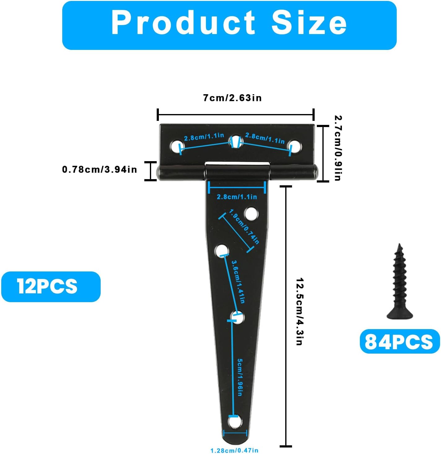 12 Bisagras Correa T 5pulg Resistentes Exteriores Cercas Madera