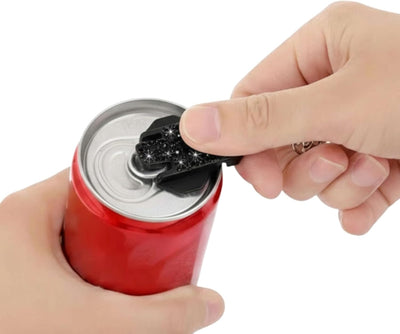 Abrelatas fácil con llavero para refrescos y bebidas sin fugas (negro)