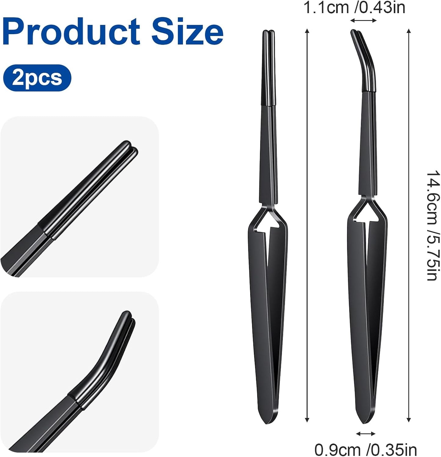 Pinzas inversas para manualidades acero inox con punta goma