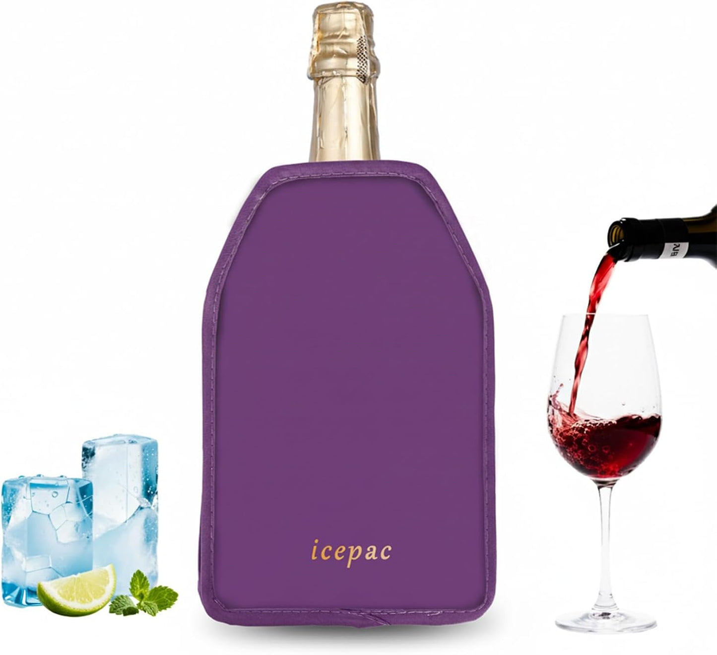 Funda enfriadora gel para botella vino Prosecco morado