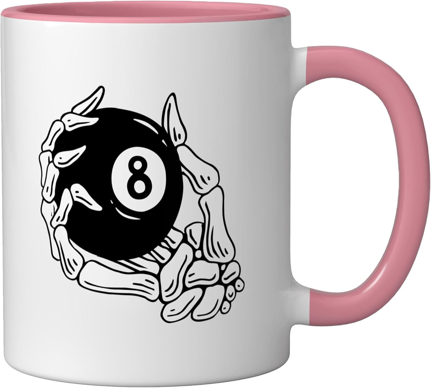 Taza cerámica billar vintage 8 bolas café rosa/blanco