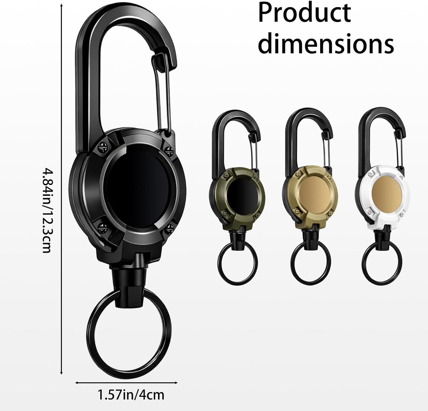 4 Llaveros Retráctiles Cuerda Hebilla ABS para Escalada Ciclismo