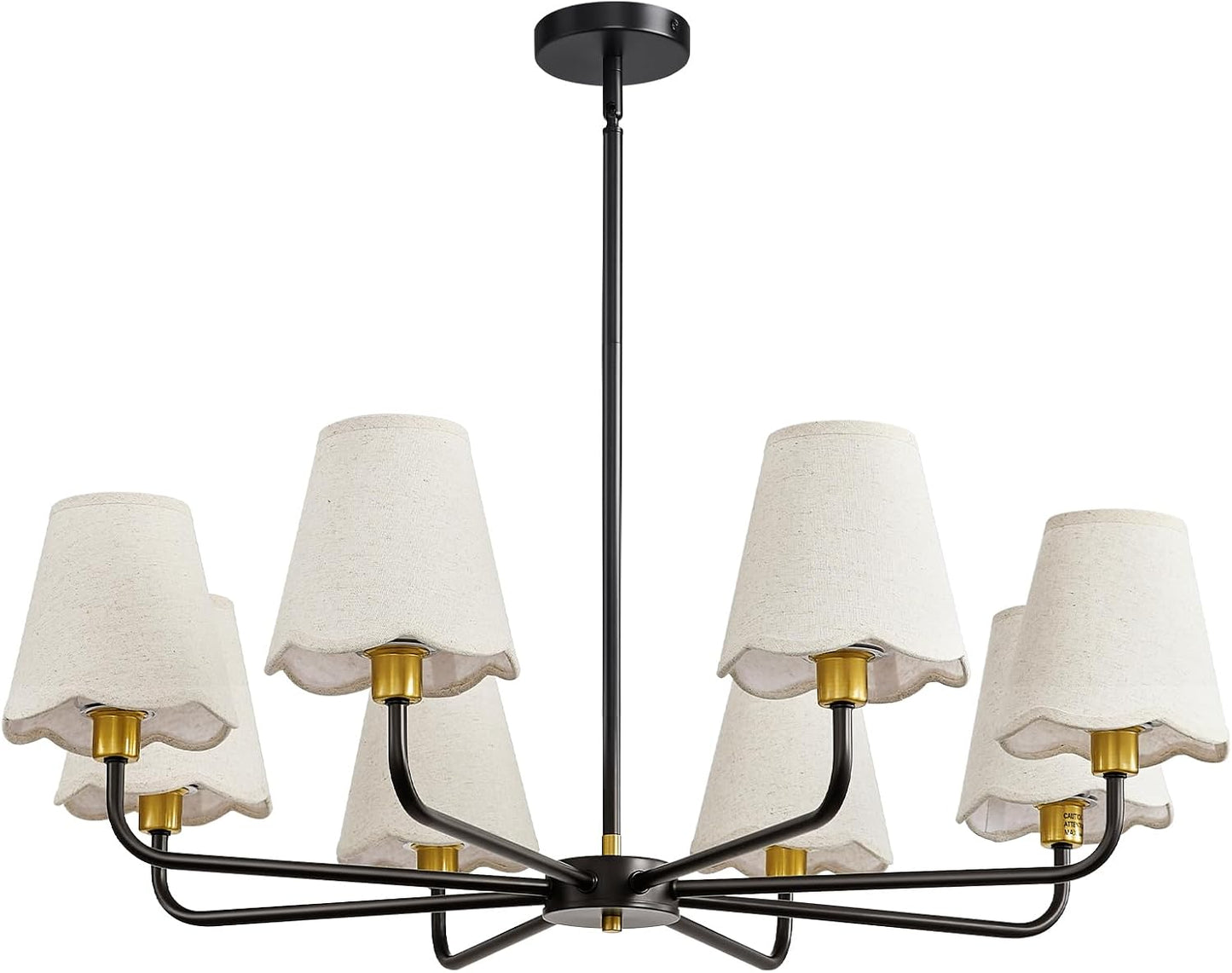 Candelabro moderno 8 luces negro y dorado para comedor sala