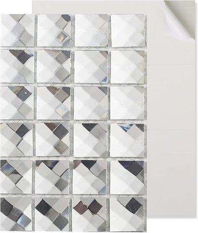 Azulejo mosaico vidrio espejo adhesivo 0.51x0.34pulg