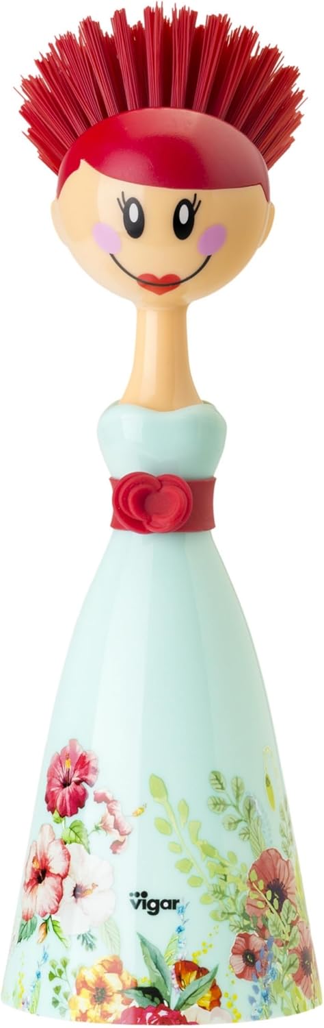 Cepillo platos mango ergonómico soporte D azul/rosa